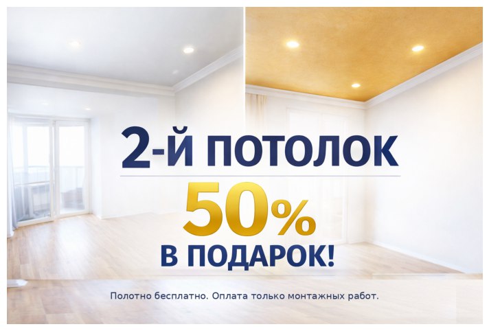 Акция - 2-й потолок со скидкой 50% Акция - 2-й потолок со скидкой 50%