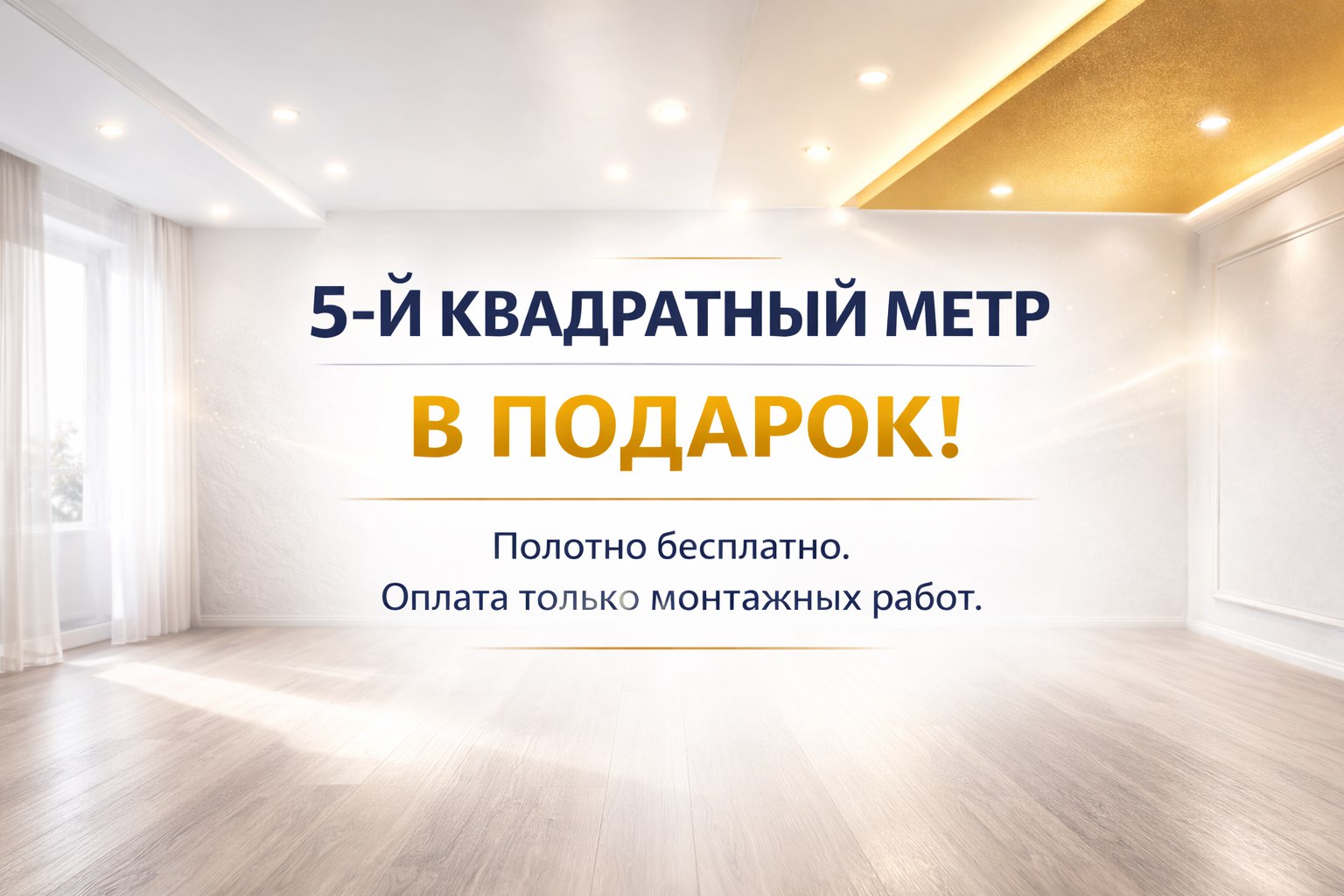 Акция - 5-й кв.м. натяжного потолка в Подарок Акция - 5-й кв.м. натяжного потолка в Подарок