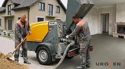 Полусухая стяжка пола в частном доме: идеально ровное покрытие за один день Процесс устройства механизированной стяжки пола в частном доме с использованием профессионального оборудования и песка.