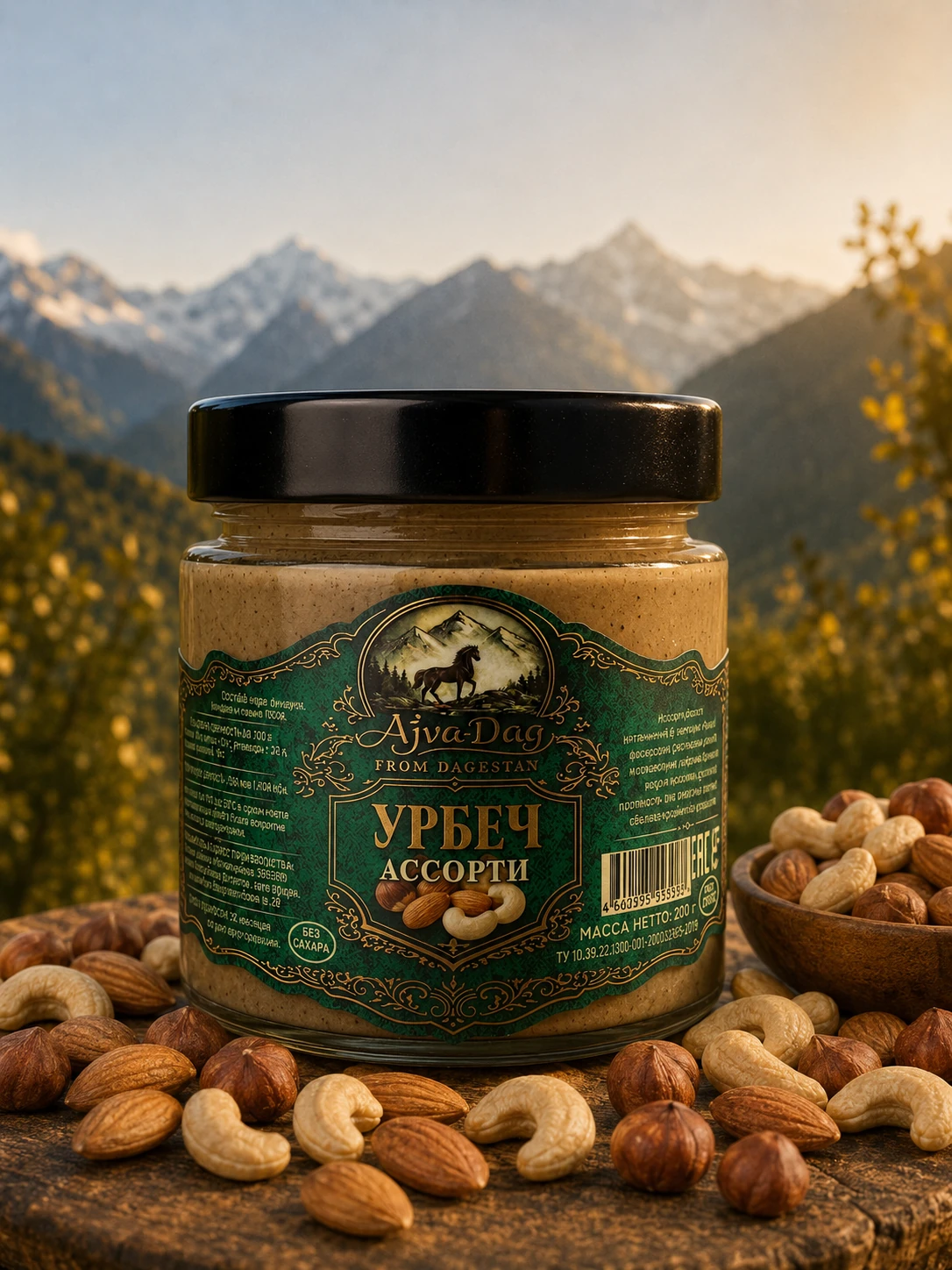 Урбеч Ассорти (фундук,мендаль,кешью) , без сахара, 200г